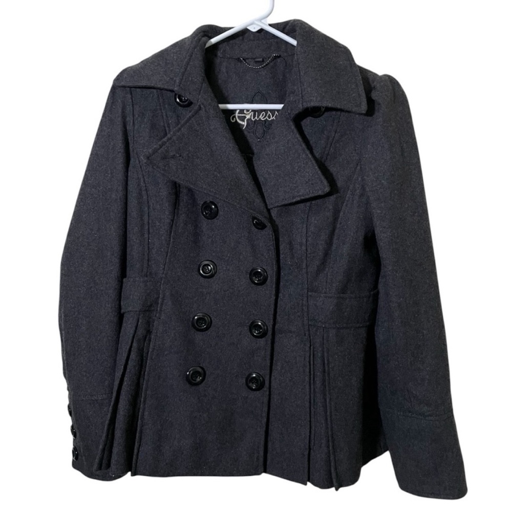 Guess Charcoal Wool Double Breasted Jacket